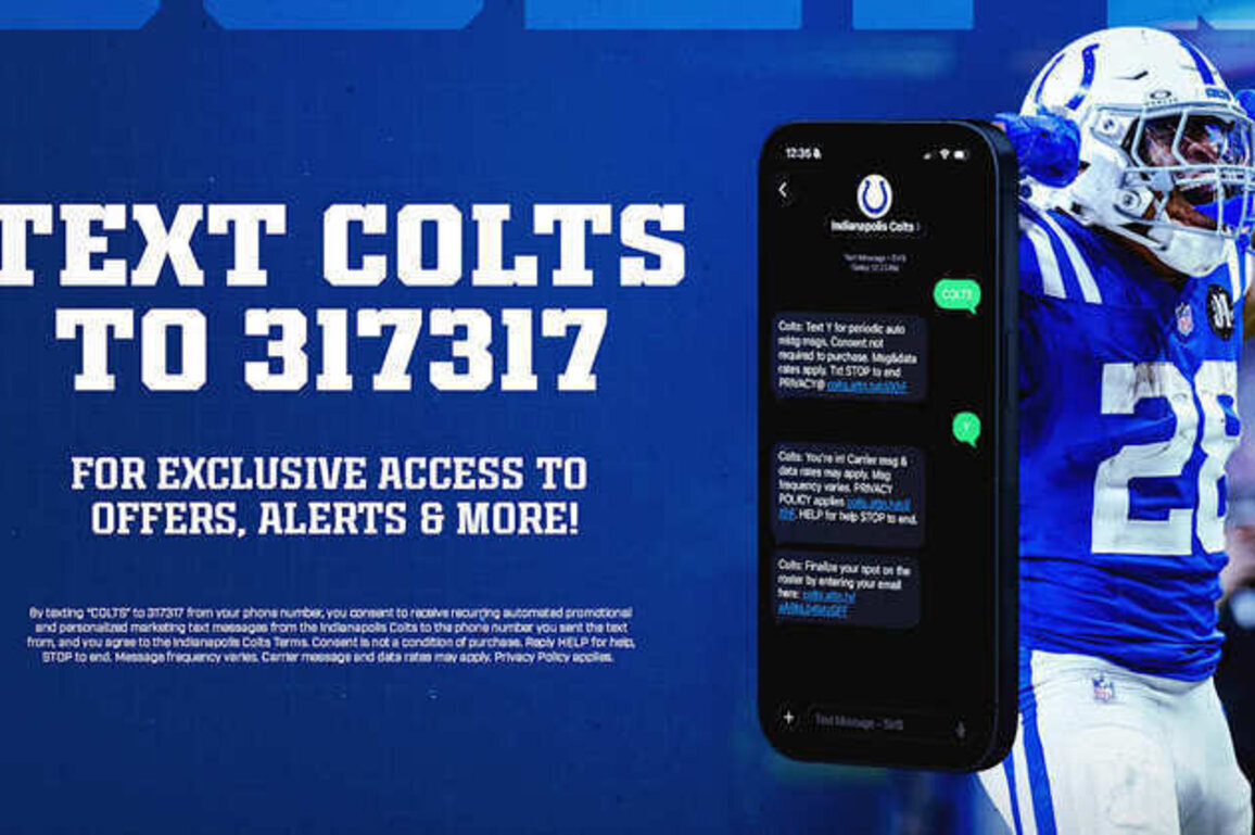 Text COLTS to 317317 to sign up for Colts text alerts!