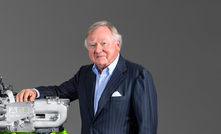 Lord Bamford with JCB's new hydrogen engine