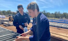  Chalice managing director Alex Dorsch (right) inspecting core at Julimar with the project's lead geologist Matthew Demmer