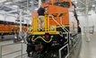 A GE locomotive is painted ready for dispatch to BNSF  Photo: Bloomberg