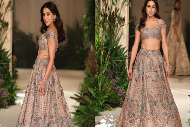 ICW 2025: Sara Ali Khan walks for Aisha Rao's debut show, stuns in dreamy rose gold lehenga
