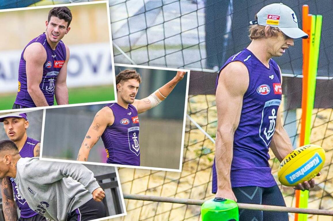 Fremantle Training Notes- Sean Darcy, Michael Walters, Nat Fyfe and Jaeger OMeara keep low profiles