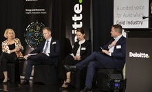 Speakers at the Gold Industry Group breakfast (left to right): Mary Hackett, Dale Henderson, Joanne McDonald, Michael Wood and Nicki Ivory. Image: Gold Industry Group