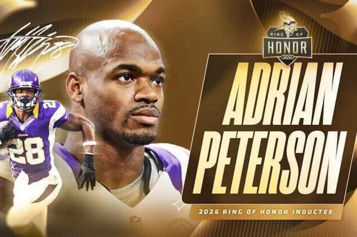 Adrian Peterson to be Inducted into Vikings Ring of Honor in 2026