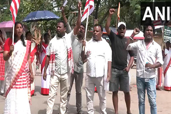 Jharkhand: Tribal outfits protest in Ranchi against construction of flyover near Sarna Sthal
