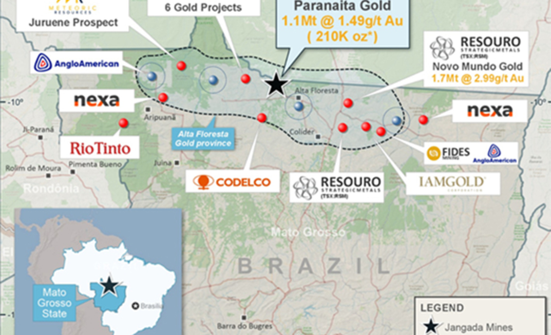 Mapa com localização do projeto Paranaíta
