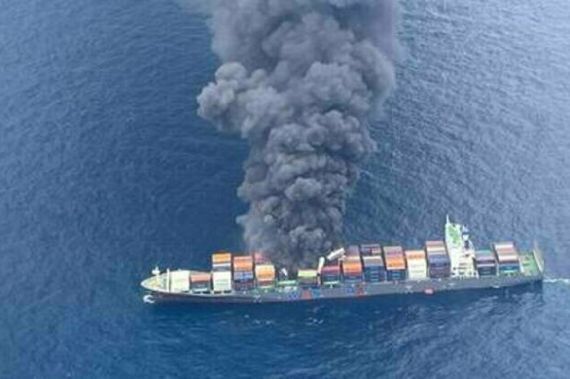 Indian Navy rescues crew members of fire-stricken Singapore-flagged ship