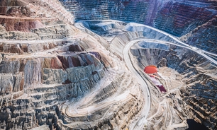 Aerial view of Santa Rita strip copper mine near Silver City, NM. 