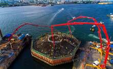  The 2nd stage concrete pouring for Tower two at Cebu-Cordova Link Expressway