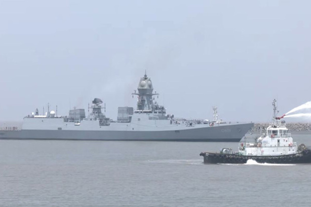 INS Surat makes maiden visit to Hazira Port on Gujarat Foundation Day