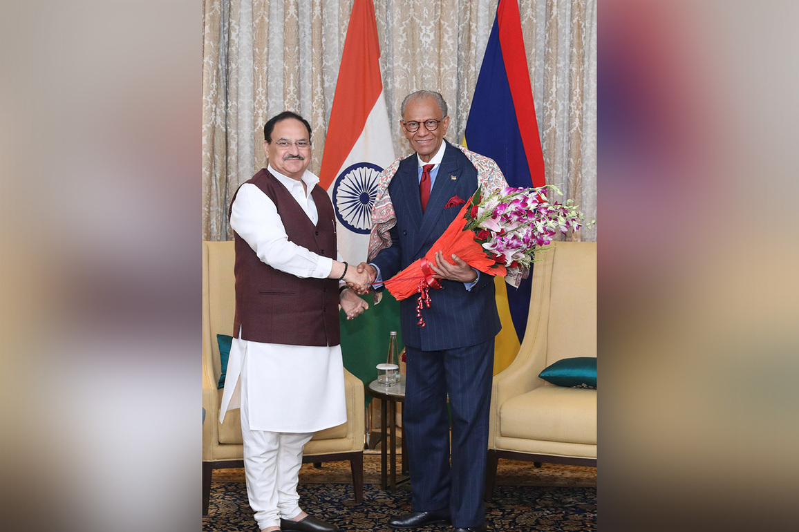 Union Minister JP Nadda meets Mauritius PM Navinchandra Ramgoolam