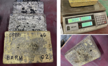  Photos of unrefined doré bullion from recent gold pour.