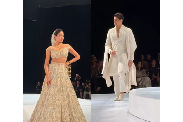 Janhvi Kapoor, Siddharth Malhotra turn showstoppers for fashion designer Gaurav Gupta's bridal collection