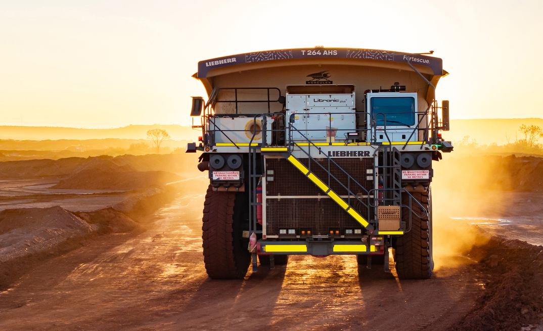 An autonomous Liebherr T 264 mining truck in Western Australia