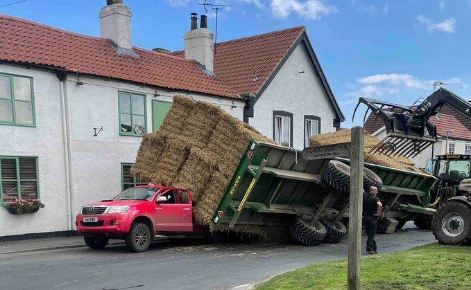 Officers said the tractor overturned while transporting bale during harvest (Humberside Police)