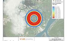 Model results showing estimated brine TDS concentrations at 400m below ground level