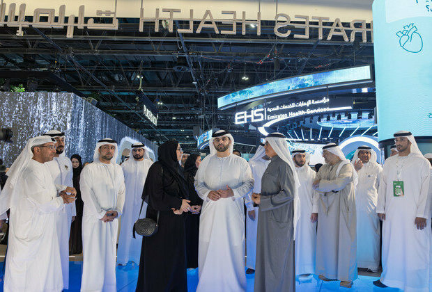 Mansoor bin Mohammed tours 50th edition of Arab Health