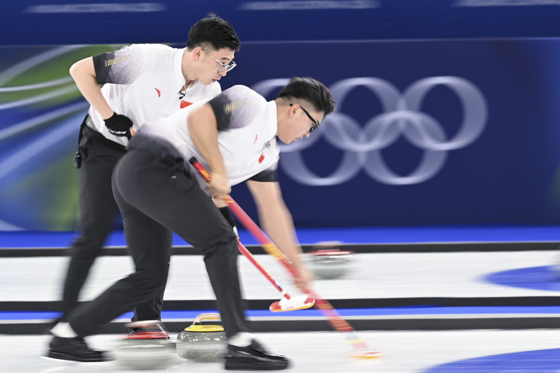 (MICO2026)ITALY-CORTINA D'AMPEZZO-OLYMPIC WINTER GAMES-CURLING-MEN-ROUND ROBIN-CHN VS SWE