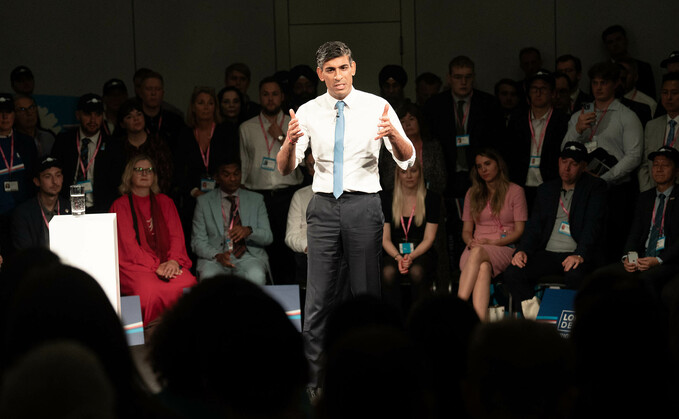 Rishi Sunak speaking at the Conservative Party conference 2023