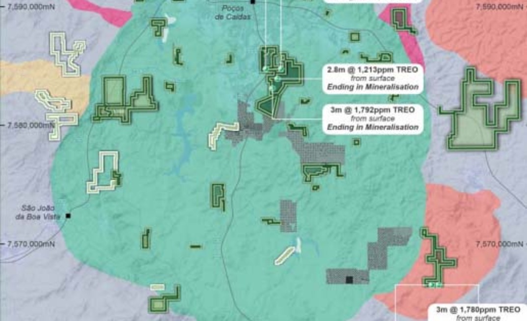 Mapa do projeto de terras raras Colossus da Viridis em MG/Reprodução