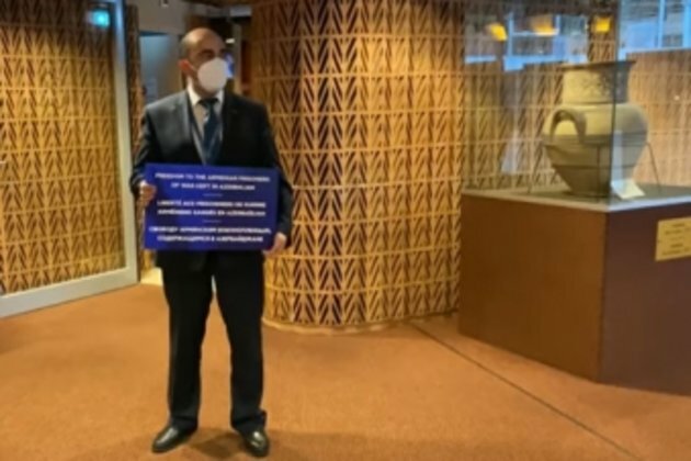 Armenian lawmaker stages protest ahead of PACE session
