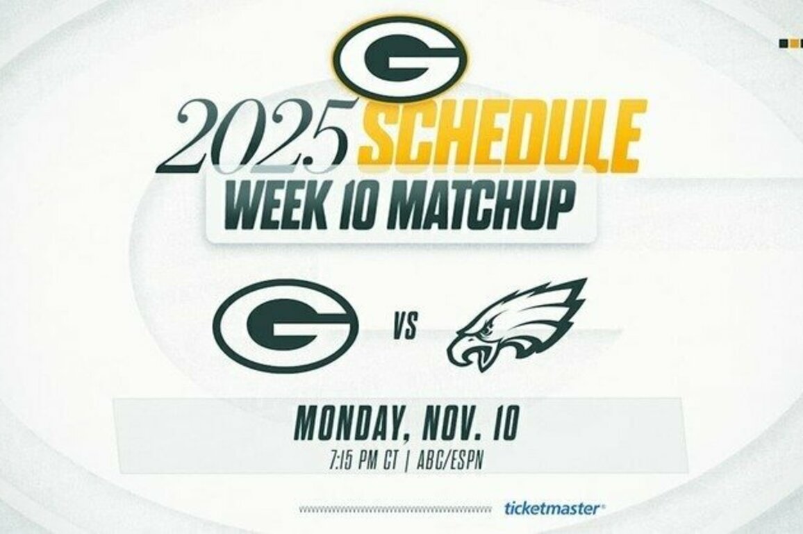 Packers to host Philadelphia on Monday Night Football in Week 10