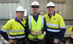  Orminex chairman Daryl Henthorn, major shareholder Wyllie Group chairman Wayne McGrath and alliance partner GBF Underground Mining director Ross Graham with the first bar.