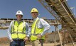 Doray Minerals managing director Allan Kelly and Mines minister Sean L'Estrange at the Deflector gold mine.