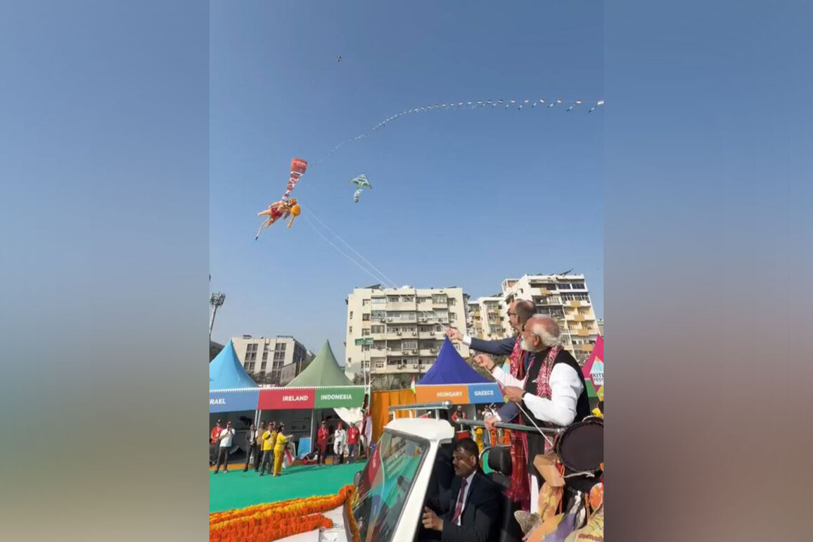 PM Modi, German Chancellor Merz fly kite depicting Lord Hanuman at International Kite Festival