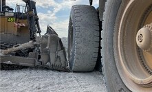 The truck’s right rear tyre made contact with the front right corner of the blade.