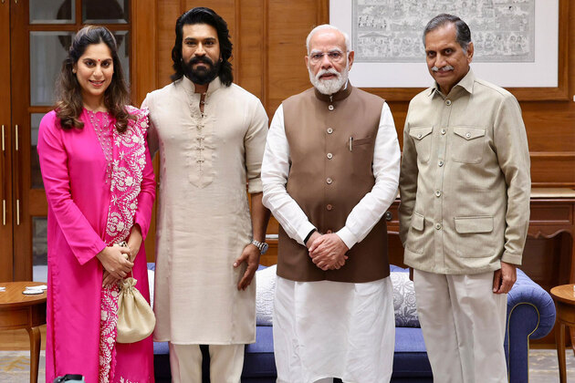 PM Modi meets Ram Charan, wife Upasana amid Archery Premier League; hails "collective efforts to popularise archery"