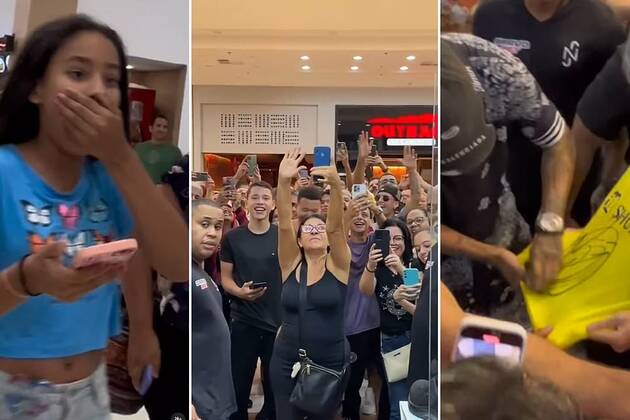 Soccer star Neymar&#39;s lookalike sparks fan frenzy at shopping mall before match