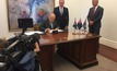 Premier Colin Barnett, state development minister Bill Marmion and Todd Corporation CEO Jon Young at the signing.