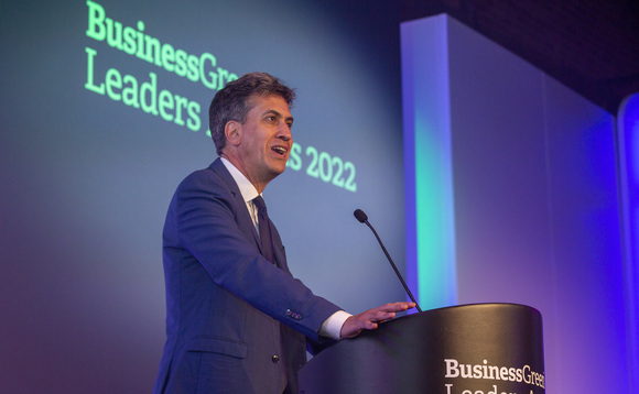 Ed Miliband at the BusinessGreen Leaders Awards 2022 | Credit: Incisive Media Ed Miliband at the BusinessGreen Leaders Awards 2022 | Credit: Incisive Media