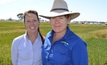  Juliette Caulkins, Global Sustainable Director, Mars Petcare and Dr Cassandra Schefe at the Riverine Plains Inc trial site near Yarrawonga, Victoria, last week. Picture Mark Saunders.