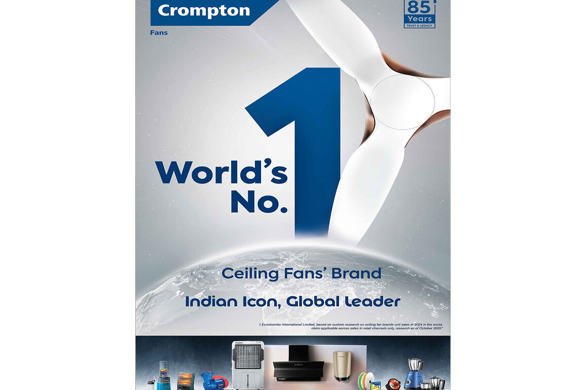 Crompton Brings India to the Global Stage through its Recognition as World's No.1 Ceiling Fan Brand