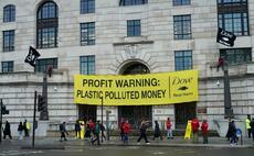 'Drenched in plastic pollution': Greenpeace protestors stage protest at Unilever HQ in London