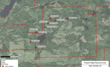 Map showing 2025 drill hole collar locations on the Camelot property