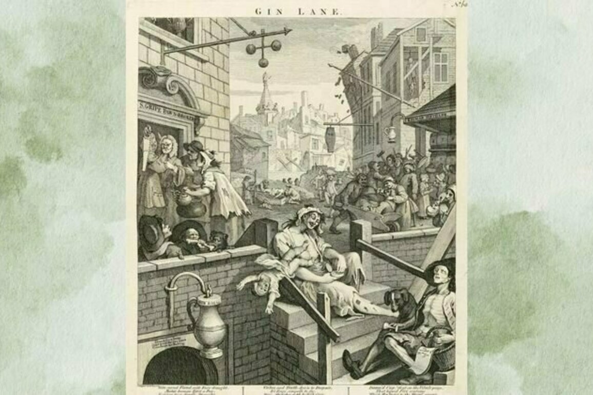 Gin Lane by William Hogarth is a critique of 18th-century London's growing funeral trade