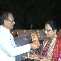Union Minister Shivraj Singh Chouhan celebrates Karva Chauth with his wife Sadhna Singh