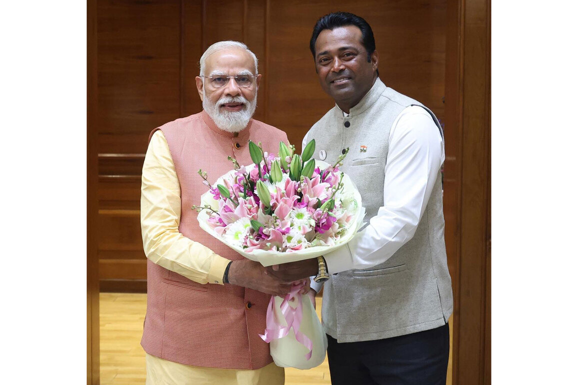 Former Tennis legend Leander Paes meets PM Modi in New DelhI