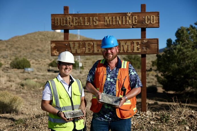 Andreas Steckenborn, COO, and Kelly Malcolm, CEO, at Borealis mine site.
