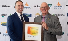  Farmer of the Year Awards Platinum Sponsor WFI Glenn Rosbrook with 2018 Farming Legend of the Year Raymond Harrington.