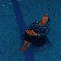 Social worker Geetha Srikanth performs 30 yoga asanas at water yoga event in Visakhapatnam