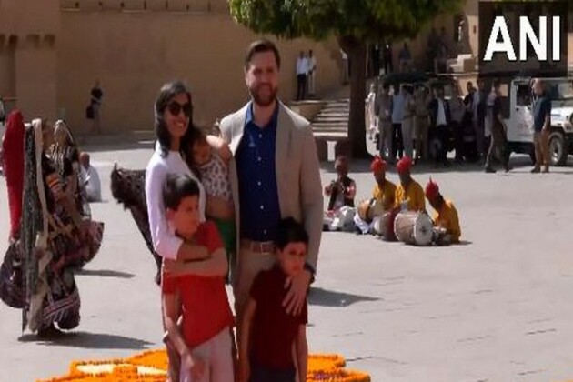 US Vice President JD Vance arrives at Jaipur's Amber Fort with family