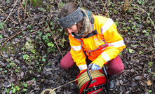  PhD student Mylène Receveur recording water levels and collecting critical data before a Coal Authority pumping test