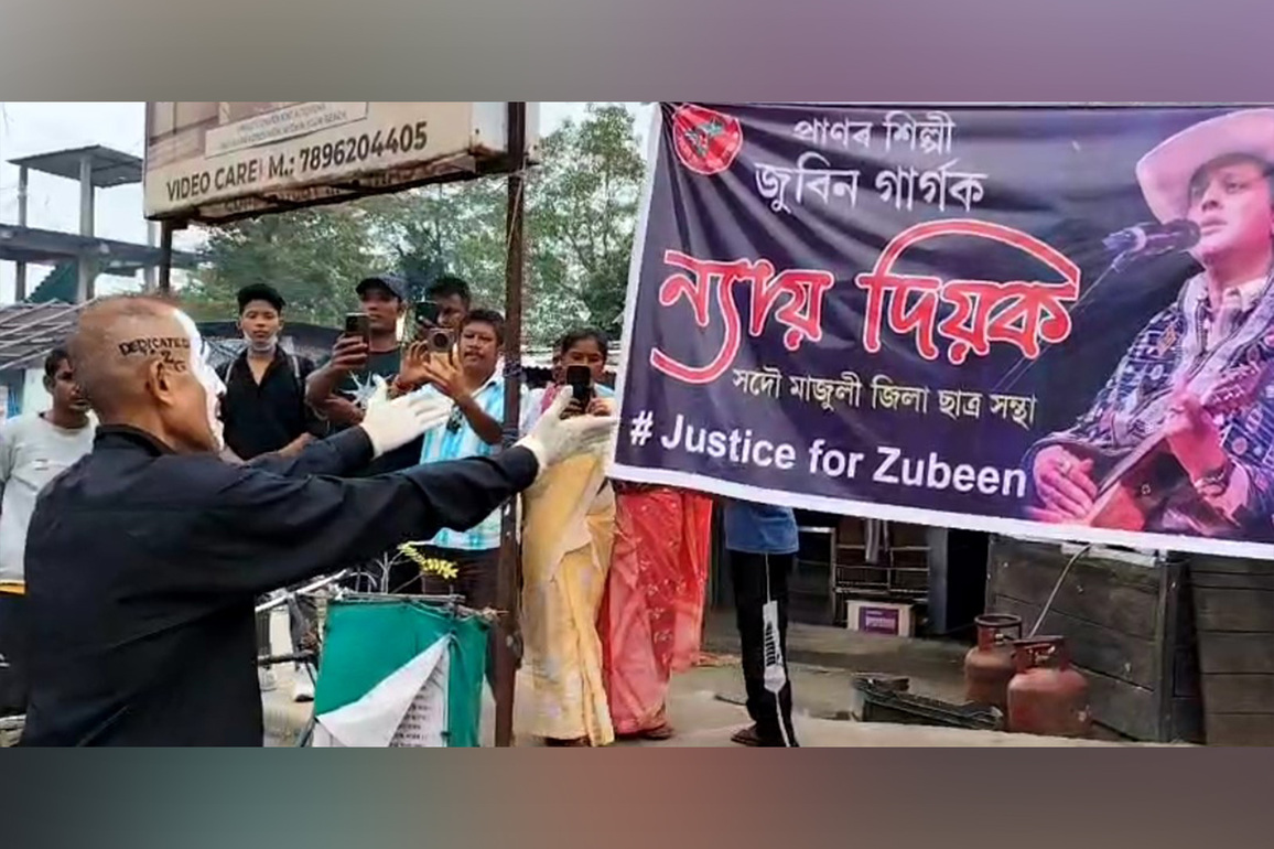 Majuli artist uses pantomime art to demand justice for Zubeen Garg, promotes social awareness