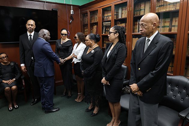 Prime Minister Davis pays respects to the late Rt. Hon. Dr. Franklin Walkine