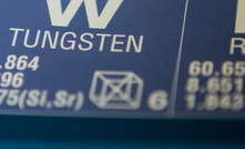 Tungsten on the periodic table of elements.