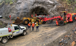 PYBAR workers outside the Metz zone portal at Hillgrove.